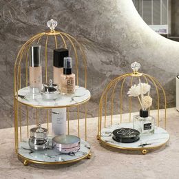 Cosmetic Organiser Iron bathroom storage rack makeup Organiser desktop home toilet skin cosmetics bird cage box Q240429