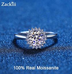 100 Flower Engagement Ring 14K Gold Plated Sterling Silver Round Diamond Halo Wedding Rings for Women Bridal Jewellery 2208137778868