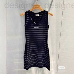 Basic & Casual Dresses designer brand 2024 Spring/Summer New American Style Micro Label Letter Stripe Contrast Round Neck Slim Fit Versatile Tank Top Dress 459G
