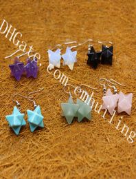 10 Pairs Natural Semi Precious Stone Healing Crystal Chakra Merkaba Star Earrings for Women Sacred Geometry Star Tetrahedron Jewis2018867
