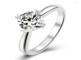 Cluster Rings Trendy 1Color Round Moissanite Engagement Ring Fine Jewelry Women Wedding 925 Sterling Silver Pass Diamond Kenn226402171