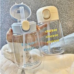 Water Bottles 400ml Bottle Portable Toddlers Beverage Cup With Straw Plastic Leak-proof Kid Sippy Cartoon Drinkware