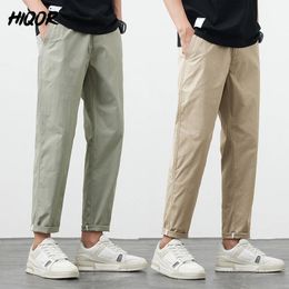 HIQOR Summer Thin Straight Trousers For Men High Quality Cotton Solid Baggy Mens Pants Luxury Homme Korean Casual 240417