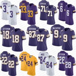 9 J.J.McCarthy Addison Justin Jefferson Jersey de futebol Aaron Jones Turner TJ Hockenson Harrison Smith Adrian Peterson Randy Moss CJ Ham Ivan Pace Jr Andrew Van Ginkel