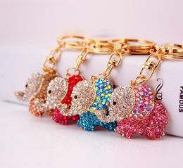 Rhinestone Animal Elephant Key Chains Crystal Alloy Keychain Pendant Gold Tone Lobster Clasp Car Accessories Decoration Key Ring H9625519