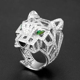 Zlxgirl Jewellery Rhodium Silver plated Colour leopard animal finger rings for men party gifts brand cubic zircon copper rings 240414