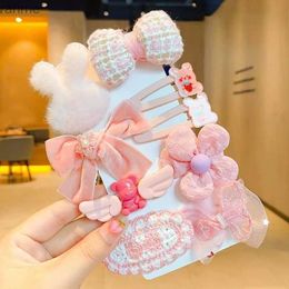 Hair Accessories 14-8 pieces/set of cute cartoon bow flower hair clips suitable for baby and girl handmade WX