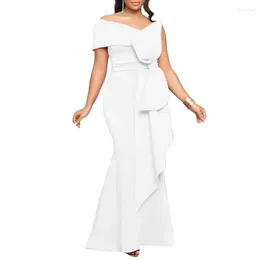 Ethnic Clothing Gowns African Maxi Dresses For Women Summer Fashion Short Sleeve Red White Green Polyester Party Evening Bodycon Dress