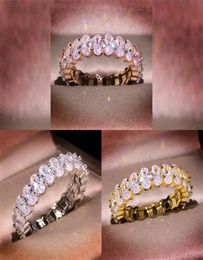 Three Colour Luxury Jewellery 925 Sterling SilverRose Gold Fill Oval Cut White Topaz CZ Diamond Gemstones Engagement Women 3500555
