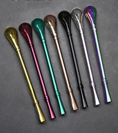 Reusable Stainless Steel Drinking Straws Spoons Tea Strainer Drinking Straws Filtered Spoon Straw Drinking Straw Scoop 7 Colours DB4843569
