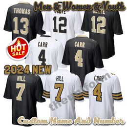 2024 New 13 Michael Thomas 4 Derek Carr 12 Chris Olave Custom 7 Taysom Hill 9 Drew Brees Men Womens Youth Football Jersey Size S-6XL