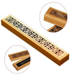 Bamboo Wooden Incense Stick Holder Burning Joss Incense Box Burner Ash Catcher Home Decoration4905465