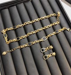 Tide Women Necklace Sets Letters Chain Bracelets Lion Head Designer Bracelet Seiko Tassel Earrings Hip Hop Necklaces Gift Wholesal8363484