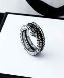 Stainless Steel snake Band Rings for Women Men jewelry Hip pop Silver Ring with box9604305