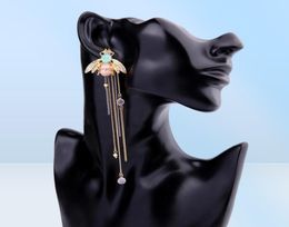 New designer tassel earrings 925 Sterling Silver Cute Bee Drop long dangle white tassel earrings for Women jewelry for Teen Girls 9343825