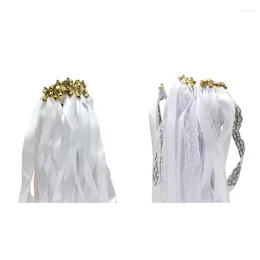 Party Decoration White Ribbons Fairys Wedding Twirling Laces Streamers With Golden Cheering Favour For