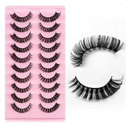 False Eyelashes 10Pairs Lashes D Curl Russian 3D Mink Reusable Fluffy Strip Extensions