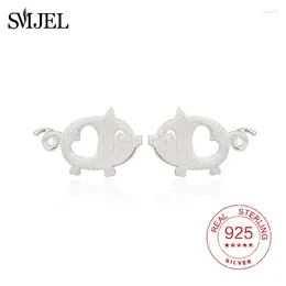 Stud Earrings SMJEL 925 Sterling Silver Heart Hollow Cute Pig Animal For Women Girls Gift Fashion Jewellery Accessories