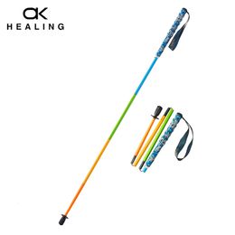 Colourful 5-Section Foldable Trekking Poles Ultra Light Hiking Sticks Portable Full Carbon Fibre Outdoor Walking Cane 240428