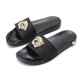 Designer rubber sandals New style Womens Mens Mule PALAZZO Slippers Summer beach shoe s sandales flat shoes top quality house Sliders sunny Slide Black loafer