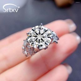 Cluster Rings Sparkling D Colour 5CT Moissanite Ring For Women Star VVS Diamond Wedding Gifts Bands S925 Sterling Silver Plated 18K Jewellery