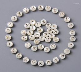 Pendant Necklaces 26pcs/lot /Vertical Hole 8mm Round Gold Color Letter White Shell Beads Charm Bracelet Accessories Jewelry Making3351984