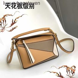 Loeiwe High end Designer bags for women puzle series level geometric bag mini small wide shoulder strap crossbody bag genuine leather womens bag 1:1 with real logo,box