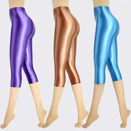 Women's Pants Satin Silky Smooth Women Sexy Tight High Waist Gloss Capris Yoga Sports Joggers Sweatpants Bottoms