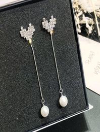 Long love pearl earrings Korean temperament personality student girl Earrings simple Tassel8174700