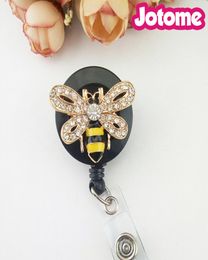 10 PcsLot Whole Key Rings Customised Rhinestone Honey Bee Animal Retractable Nurse Badge Reel Holder8087499