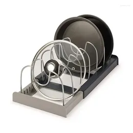 Kitchen Storage Retractable Shelf Pot Lid Rack Dish Drying Plate Holder Organiser Cabine Stainless Steel Pan Cover Stand