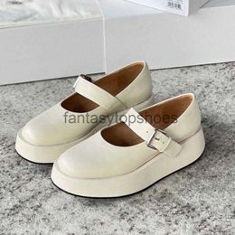 The Row Shoes TR Wrapping Feet Muffin Dress shoes Slim Mary Jane Single Shoes Leather Versatile Comfortable Simple Round Head Thick Sole Women's 2024