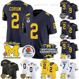 Jam NCAA Michigan Woerines 2023 National Champions Football Jersey Blake Corum J.J. Mccarthy Donovan Edwards Sainristil Jim Harbaugh Desmond Howard