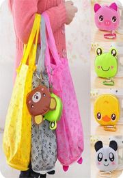 Big head cartoon folding shopping bag Eco Travel Foldable Handbags Grocery Tote Storage Reusable Animal Shopping Bags 5 Styles269A8523544