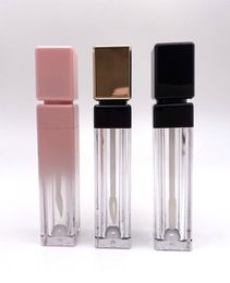 Whole Plastic Cosmetic Lip Gloss Packaging Container Custom Logo Square 8ML Gold Pink Empty Lipgloss Tubes Refillable Lipstick7901698