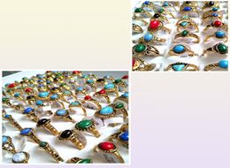 30pcs Whole Mixed Turquoise female women girls Rings Cool Rings Unique fashion gold Vintage Retro Jewelry56733224898751