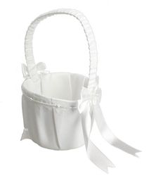 Satin Wedding Decoration Ivory Bow Love Case Flower Girl Basket For Wedding Ceremony Party Home5332658