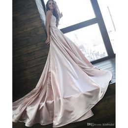 Stunning Elegant Off The Shoulder Dresses Lace Satin A Line Wedding Dress Bridal Gowns Empire Waist Bride Formal Gown Robe De Mariee 0430