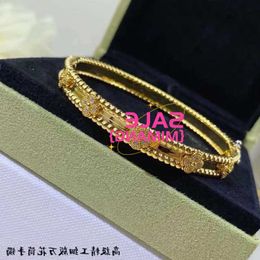 Van Cl ap classic High version Fanjia Clover Kaleidoscope Bracelet Womens Narrow Edition Diamond V Gold 18K Rose TOGY XUOP ISPE