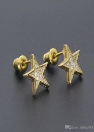 Designer Earrings Mens Hip Hop Stud Earrings Jewellery Fashion High Quality Gold Silver Fivepointed Star Earring For Men4156421