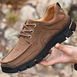 Casual Shoes Men's Genuine Leather Men Outdoor Fashion Sneakers Non-slip Wear Mountain Hiking Hunting Boots