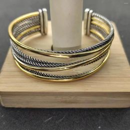 Bangle HSC 2024 Retro Fashion High Quality 22MM7 Line Cross Twisted Men's And Women's Adjustable Bracelet Daily Match