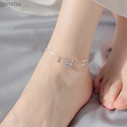 Anklets New 925 Sterling Silver Geometric Tassel Bracelet Fashionable and Simple Temperature Bracelet Womens Exquisite Jewellery Birthday Gift WX