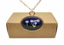 Pendant Necklaces Mushroom 3D Forest Landscape Moss Underbrush Starry Gold Color Chain Long Necklace Women Boho Fashion Jewelry Bo9106095