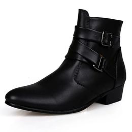 Men Boots Winter Leather Short Boot British Style Shoes Flat Heel Work Motorcycle Casual Ankle sdc3 240429
