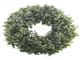Artificial Green Leaves Wreath 175 Inch Front Door Wreath Shell Grass Boxwood For Wall Window Party Decor1684410