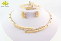 Fashion Wedding Bridal Crystal Rhinestone Jewelry Sets African Beads Dubai Gold Color Statement Jewellery Costume9122221