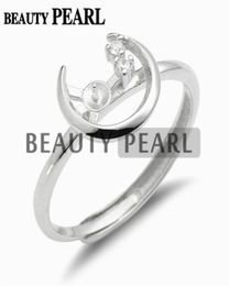 Moon Ring Semi Mount for Pearl Settings 925 Sterling Silver Blanks DIY Jewellery Making 5 Pieces5402011