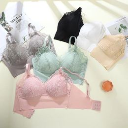 Camisoles & Tanks Underwear Sexy Lace Fixed Cup Beauty Back Vest Push Up Anti-Exposure Breasted High Elastic Comfortable Strap Bra