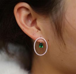 fashion simple geometric Oval circle teardrop cz double sided earrings girls temperament trendy design 2106165503754